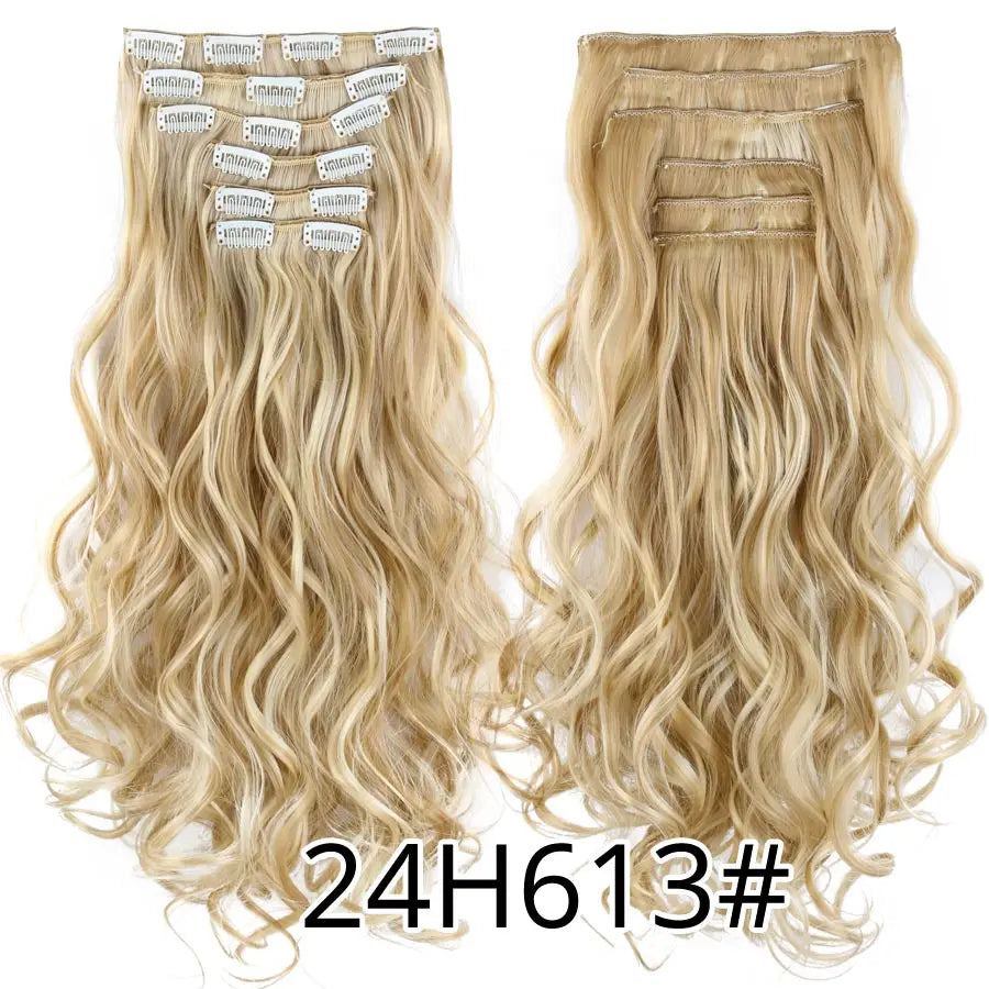 Clips In Hair Extension Long Straight Hair Pieces Clip In Hair Extension 22Inch 6Pcs/Set Synthetic Fake Hair Ppieces For Women