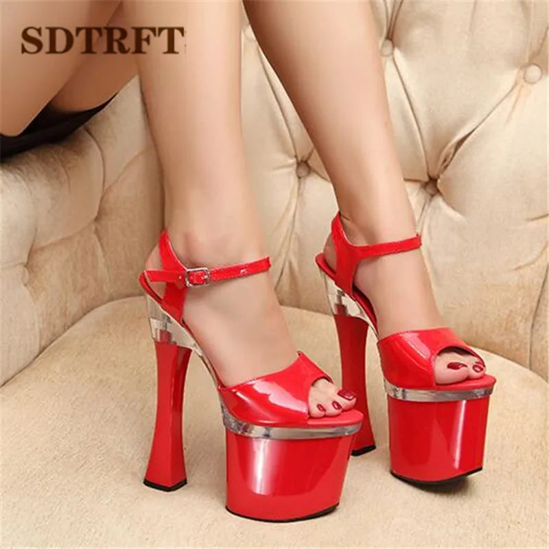 Crystal Platform Buckle Sandals