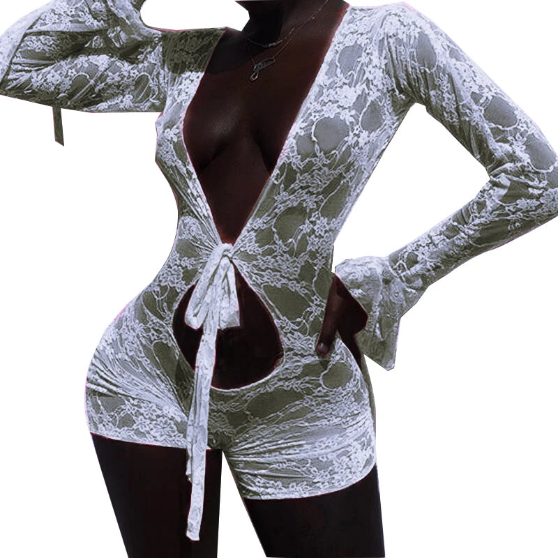Mesh Sheer Hollow Out Romper