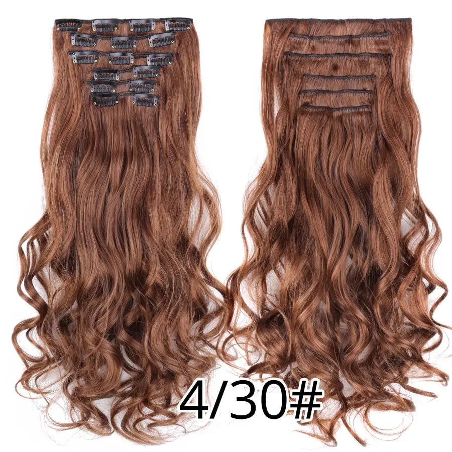 Clips In Hair Extension Long Straight Hair Pieces Clip In Hair Extension 22Inch 6Pcs/Set Synthetic Fake Hair Ppieces For Women