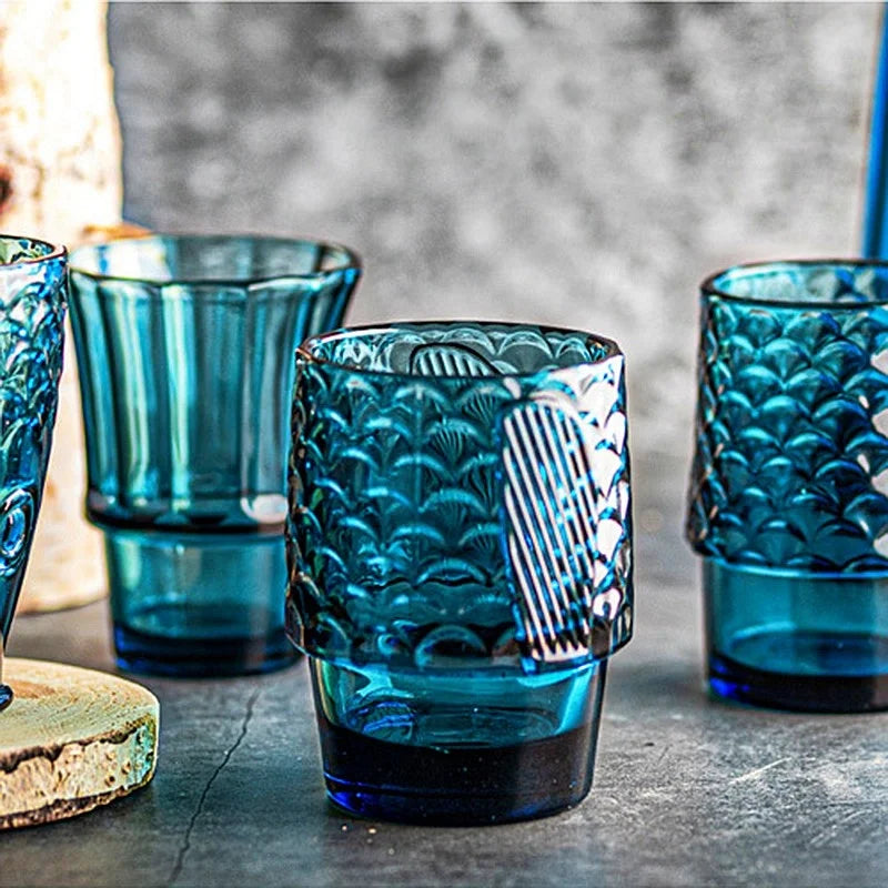 Vintage Relief Koi Fish-shaped Water Glass Set