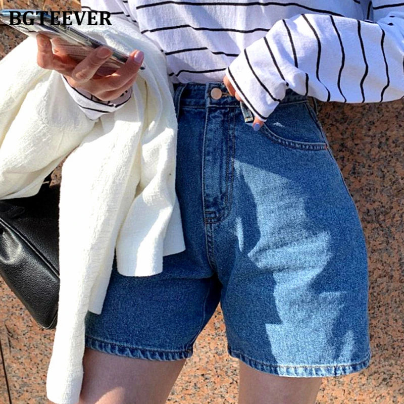 High Waist Straight Jean Short