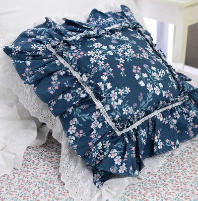 Lace Embroidery Ruffle Pillow Cover