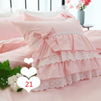 Lace Embroidery Ruffle Pillow Cover