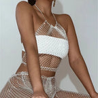 Top sin mangas liso con cuello redondo