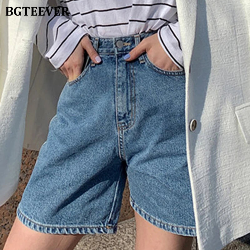 High Waist Straight Jean Short