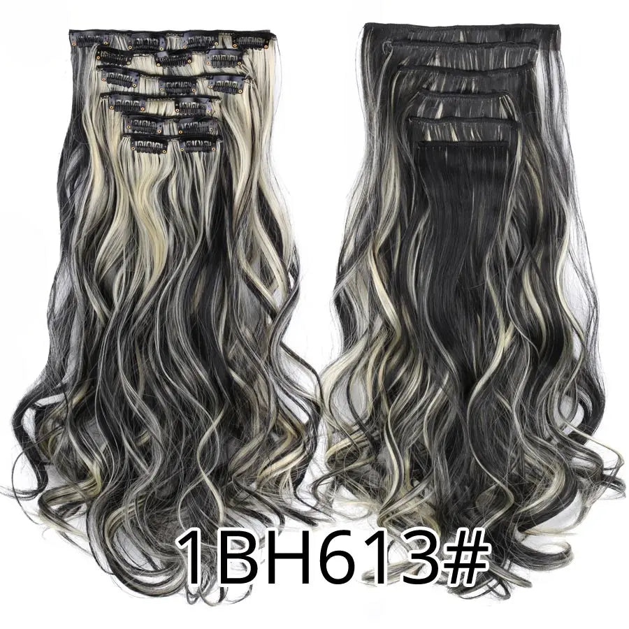 Clips In Hair Extension Long Straight Hair Pieces Clip In Hair Extension 22Inch 6Pcs/Set Synthetic Fake Hair Ppieces For Women