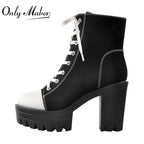 Platform Lace Up Canvas Ankle Boots