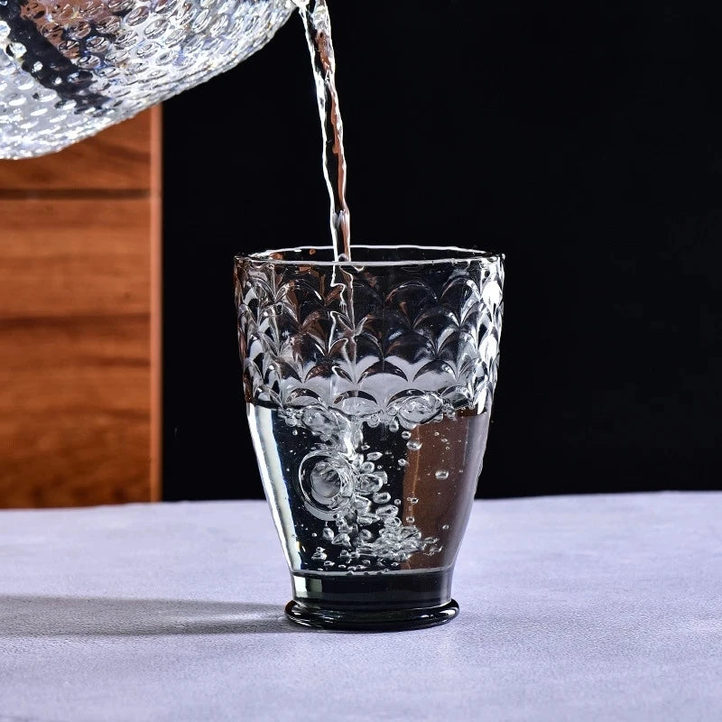 Vintage Relief Koi Fish-shaped Water Glass Set