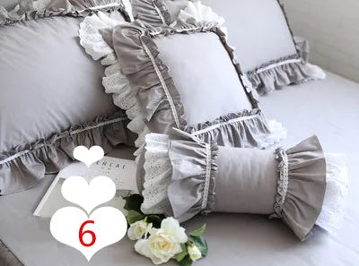 Lace Embroidery Ruffle Pillow Cover
