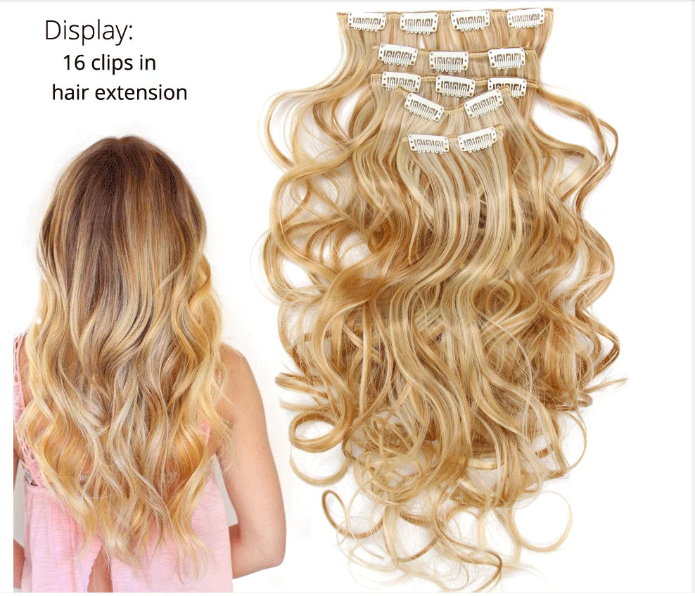 Clips In Hair Extension Long Straight Hair Pieces Clip In Hair Extension 22Inch 6Pcs/Set Synthetic Fake Hair Ppieces For Women