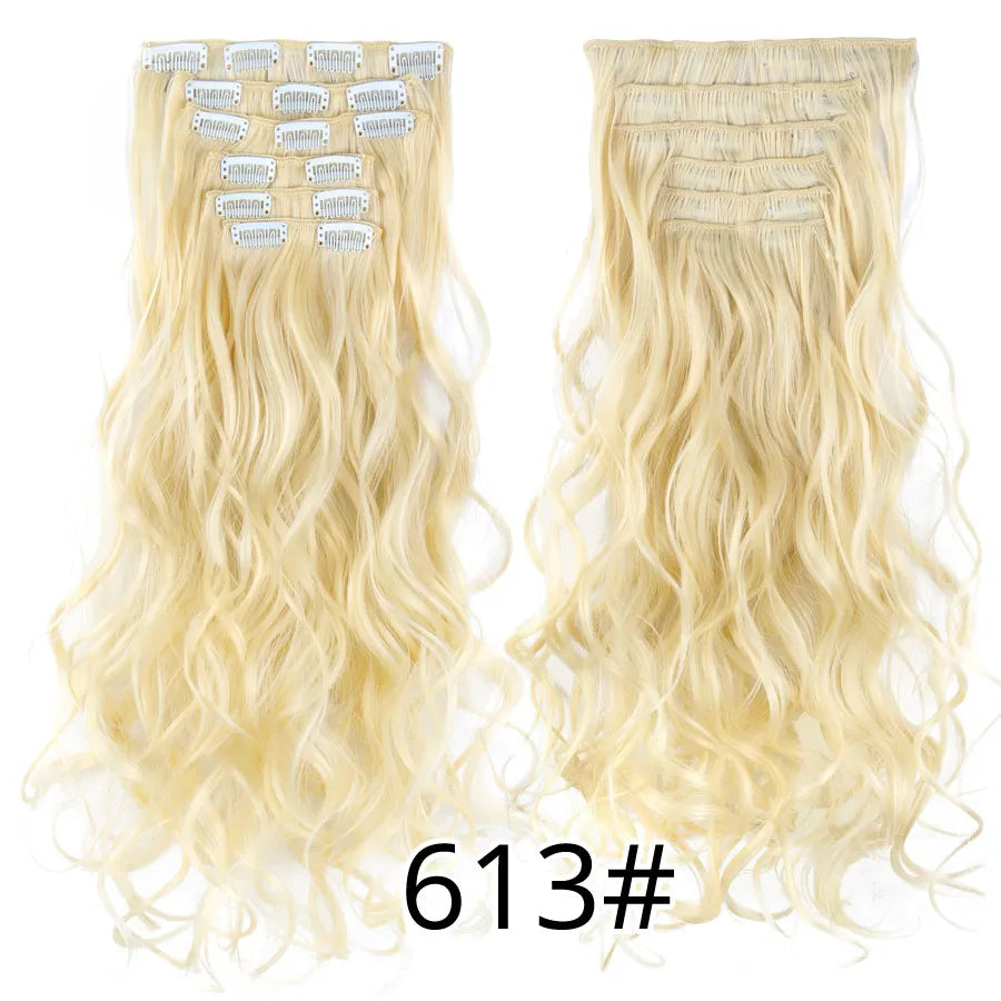 Clips In Hair Extension Long Straight Hair Pieces Clip In Hair Extension 22Inch 6Pcs/Set Synthetic Fake Hair Ppieces For Women