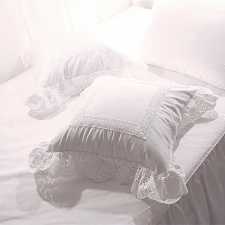 Lace Embroidery Ruffle Pillow Cover