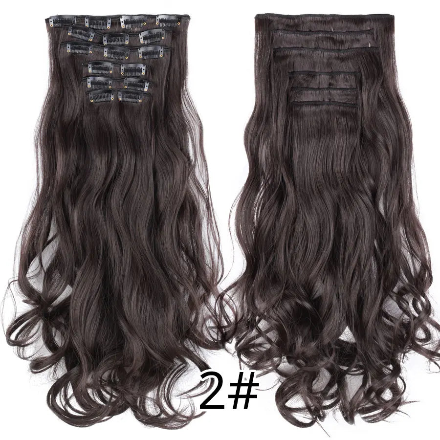 Clips In Hair Extension Long Straight Hair Pieces Clip In Hair Extension 22Inch 6Pcs/Set Synthetic Fake Hair Ppieces For Women