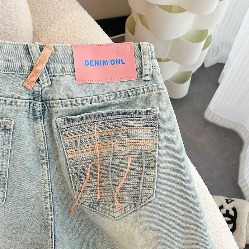 Shorts de mezclilla anchos rasgados