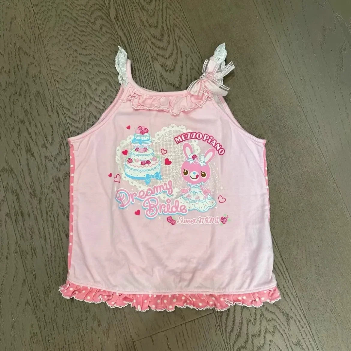 Blusa Estampada Kawaii Sweet Lolita para Mujer Manga con Volantes Encaje Camiseta con Ribete de Lazo Decoración Personaje de Dibujos Animados Estampado Integral Top Lindo