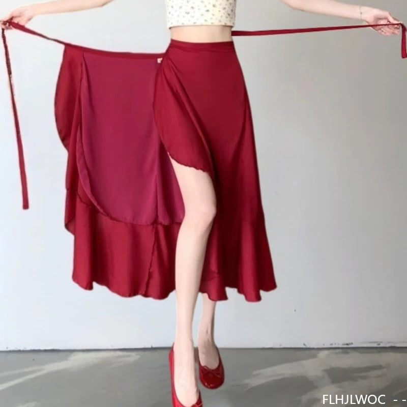 High-Waist Wrap Mini Skirt
