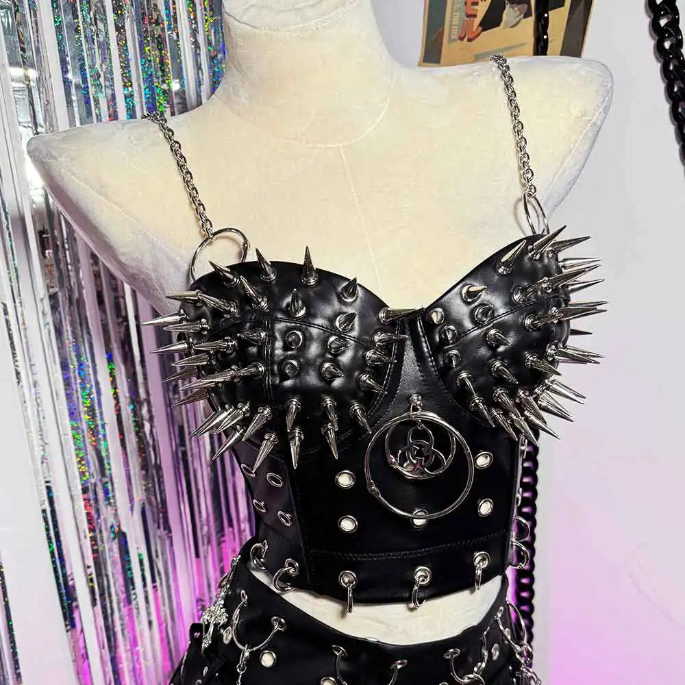 PU Leather Spiked Tank