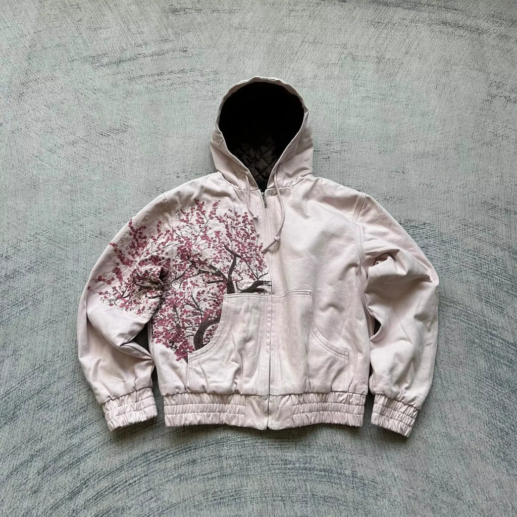 Tendencia de moda urbana Y2K, sudadera con capucha y cremallera con cuello de piel, estilo Harajuku, informal, holgada, gruesa, unisex, cálida.