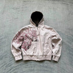 Tendencia de moda urbana Y2K, sudadera con capucha y cremallera con cuello de piel, estilo Harajuku, informal, holgada, gruesa, unisex, cálida.