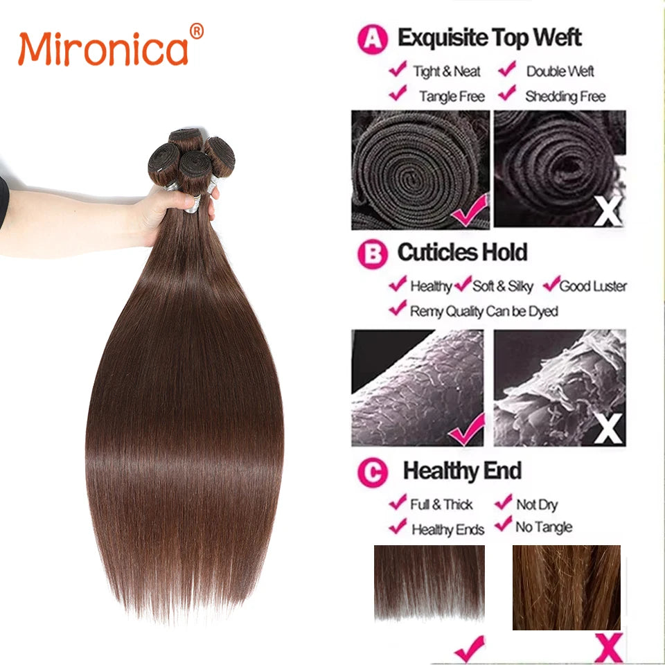 Straight Chocolate Brown Human Hair Bundles