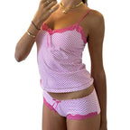 Lace Trim Cami Tank Tops + Micro Shorts Set