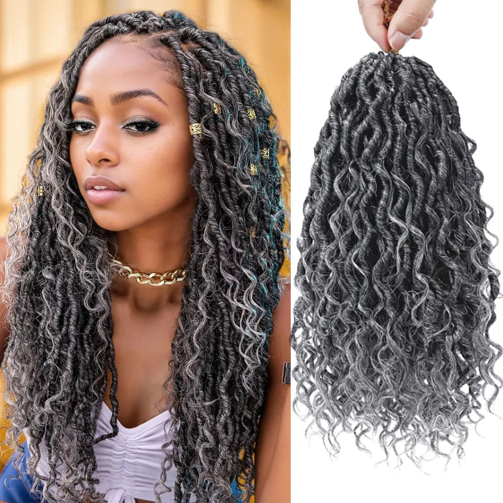 14"Faux Locs Crochet Hair 8Packs Pre Looped Goddess Locs Crochet Hair With Curly End Boho Synthetic Crochet Hair For Black Women