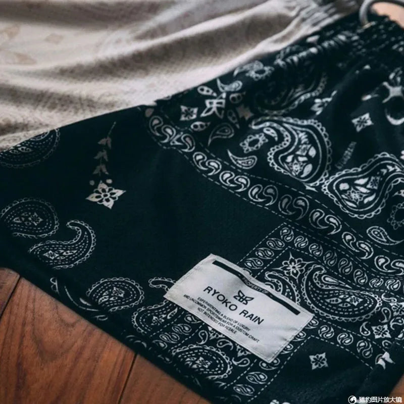 Paisley Butterfly Print Mesh Shorts