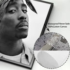 Black and White Rapper Tupac Canvas Posters Prints