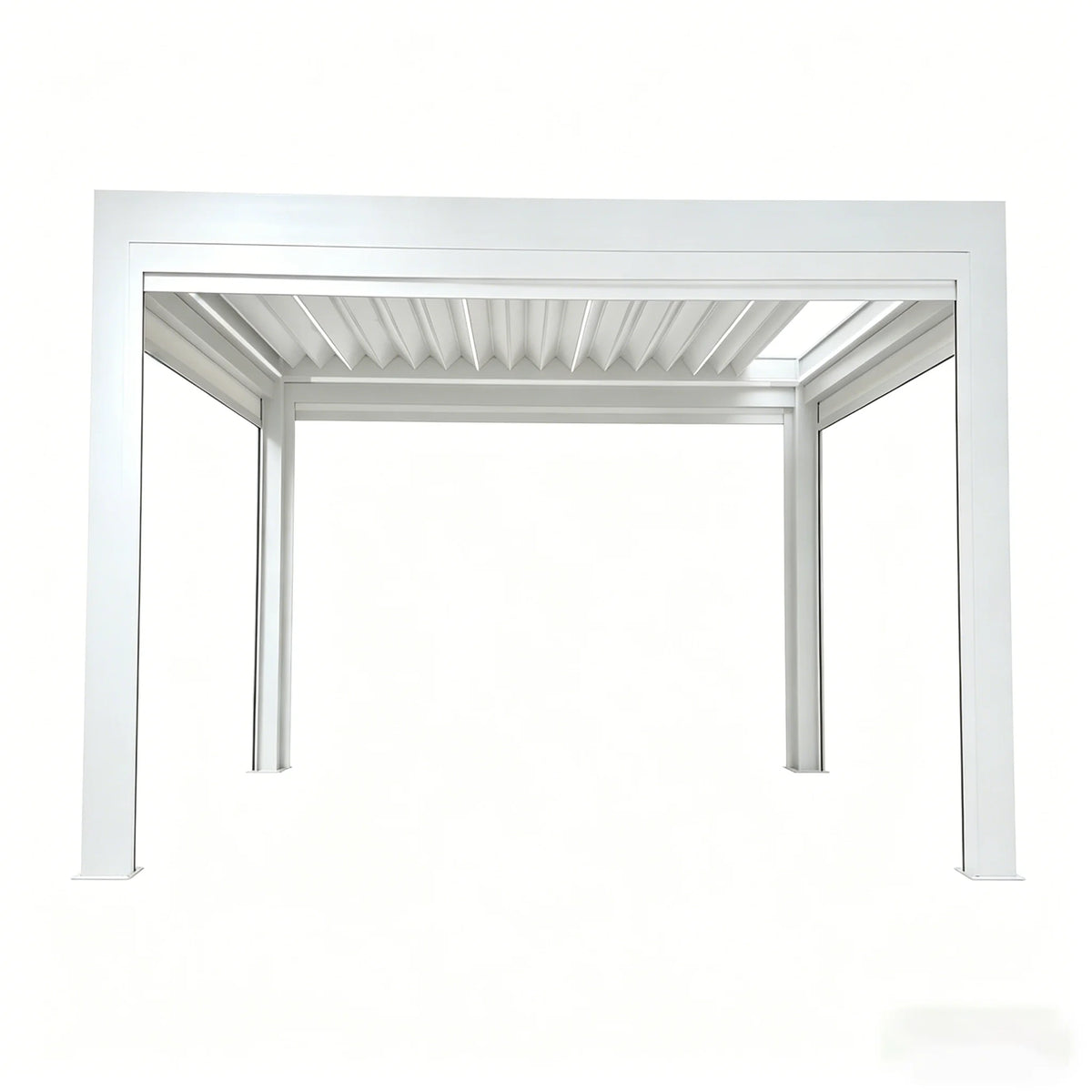 Motorized Retractable Outdoor Gazebo with Louvered Roof, Waterproof, Pressure & UV Resistant