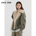 CHIC VEN Abrigos de Moda para Mujer Sueltos Casuales Nueva Chaqueta de Algodón Retro para Motocicleta Gruesa Cálida Abrigo Femenino Otoño Invierno 2025