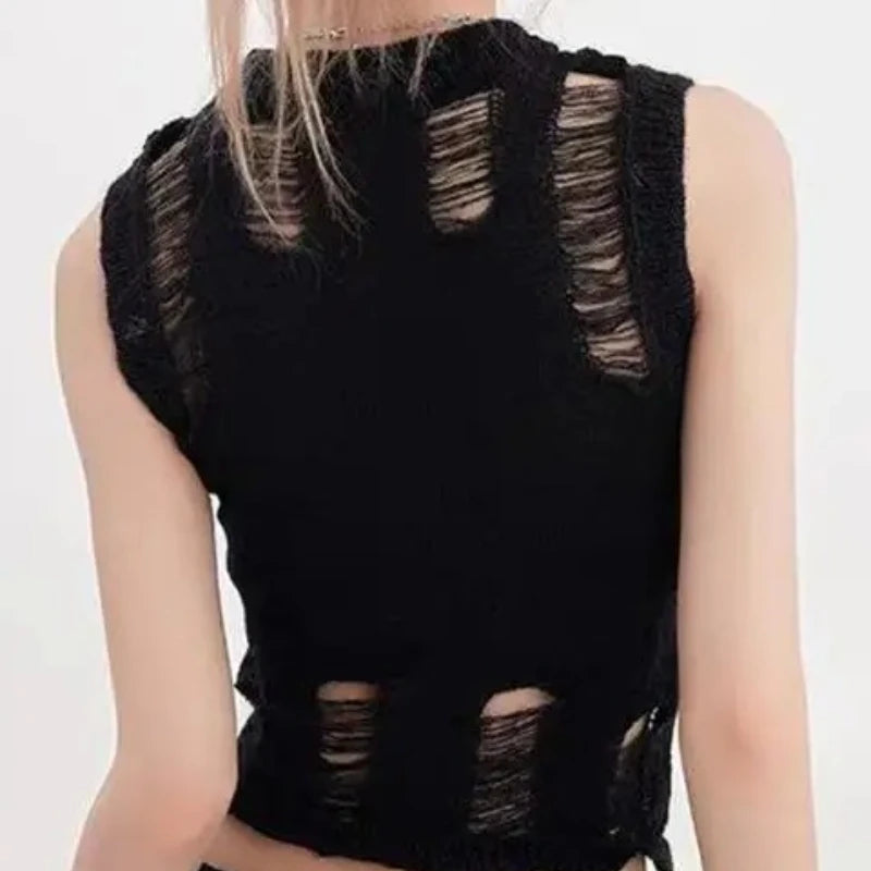Distressed Star Graphic Knit Tank Top