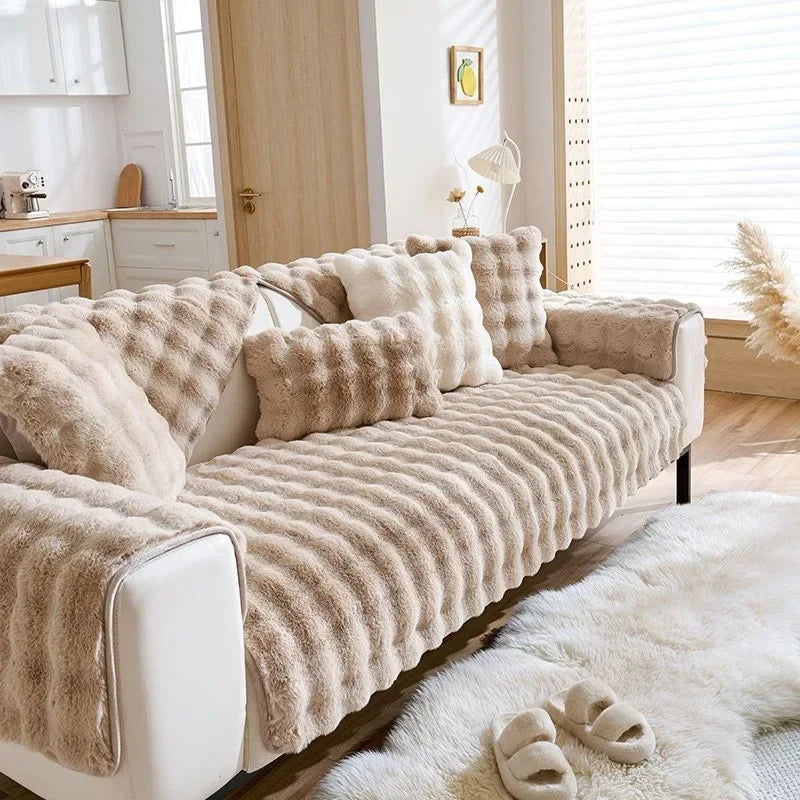 Plush Cushion Padded Non-slip Sofa Cover