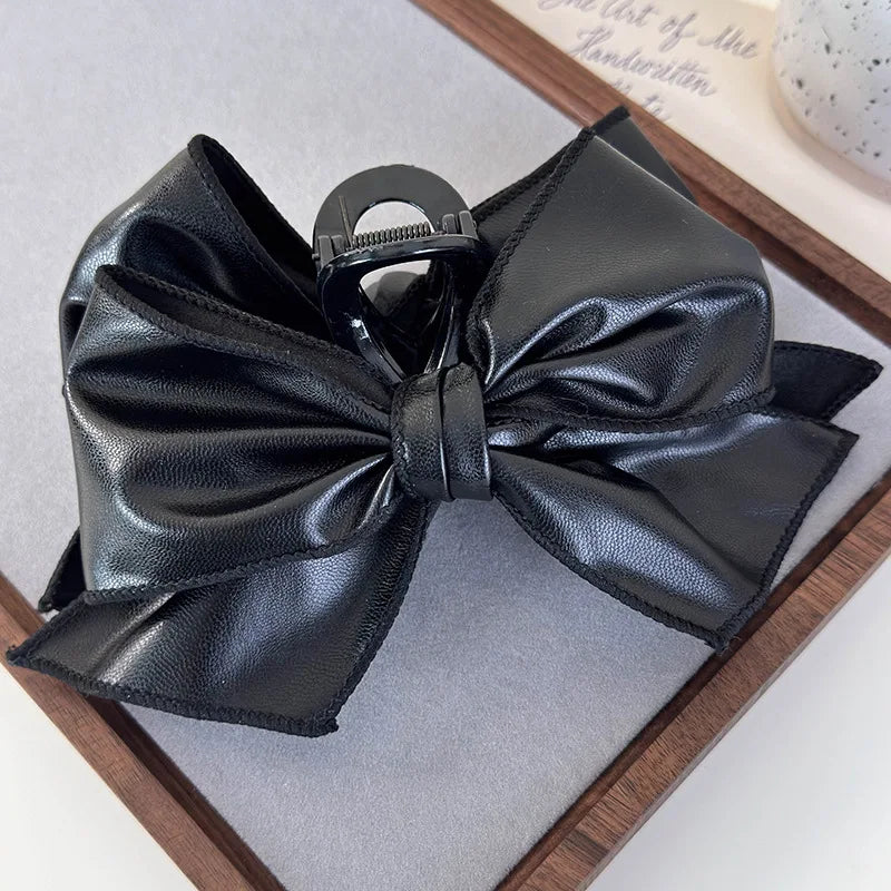 Vintage PU Bow Hair Claw Clip