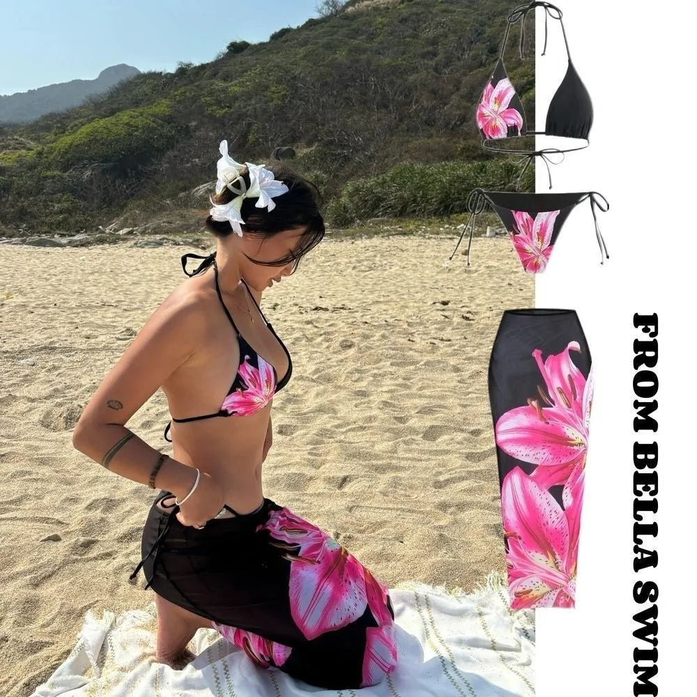 3pcs Long Dress Bikini Set