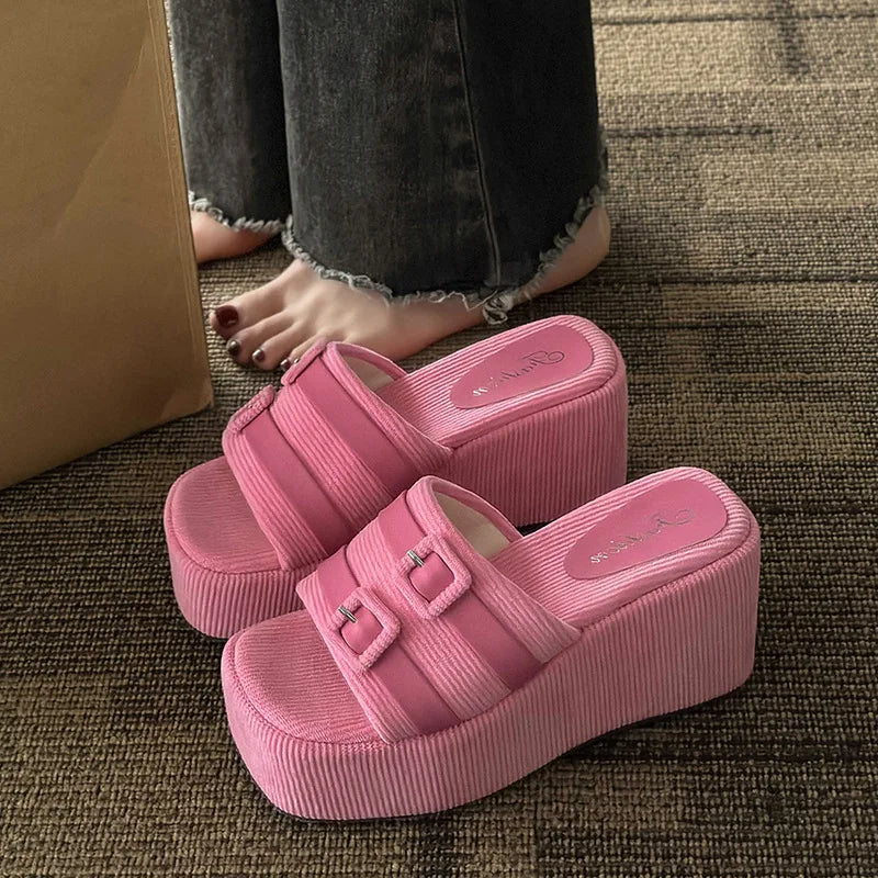 Square Head Platform Slippers