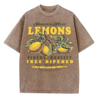 Premium Fresh Lemons Fruit Print Washed T-Shirt