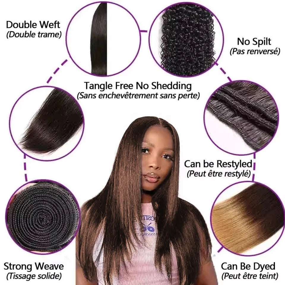 Straight Chocolate Brown Human Hair Bundles