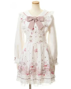 Vestido japonés JK dulce falso de dos piezas Kawaii nuevo con lazo estampado, vestidos Lolita delgados a la moda, trajes vintage Harajuku para mujer, estilo hada