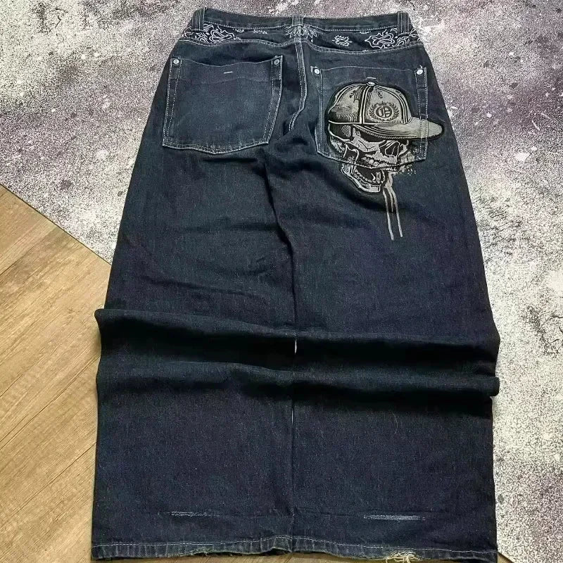 Jeans Anchos Estilo Gótico 2K Oversize Unisex Moda Japonesa High Street Vintage Pantalones Anchos Harajuku Hip-Hop Urbanos de Trabajo