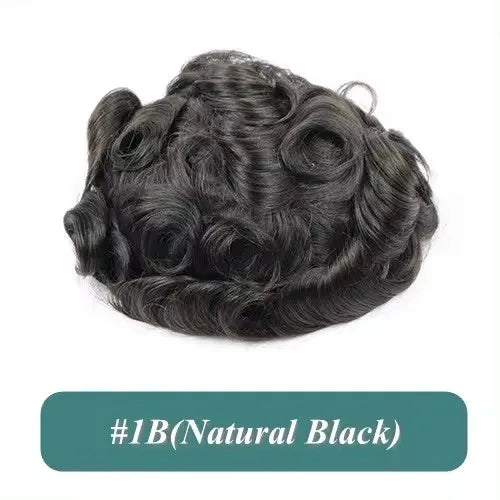 Q6 Swiss Lace With PU Men Toupee #1#1b Black Europe Human Hair Male Wig Men Hair 1B40 Replacement System Unit Natural Hairline