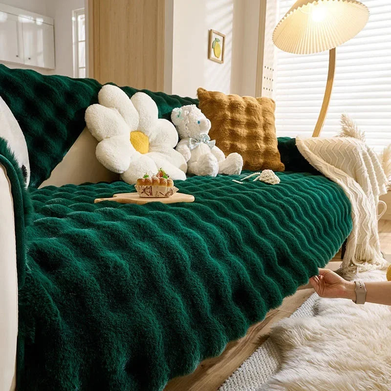 Plush Cushion Padded Non-slip Sofa Cover