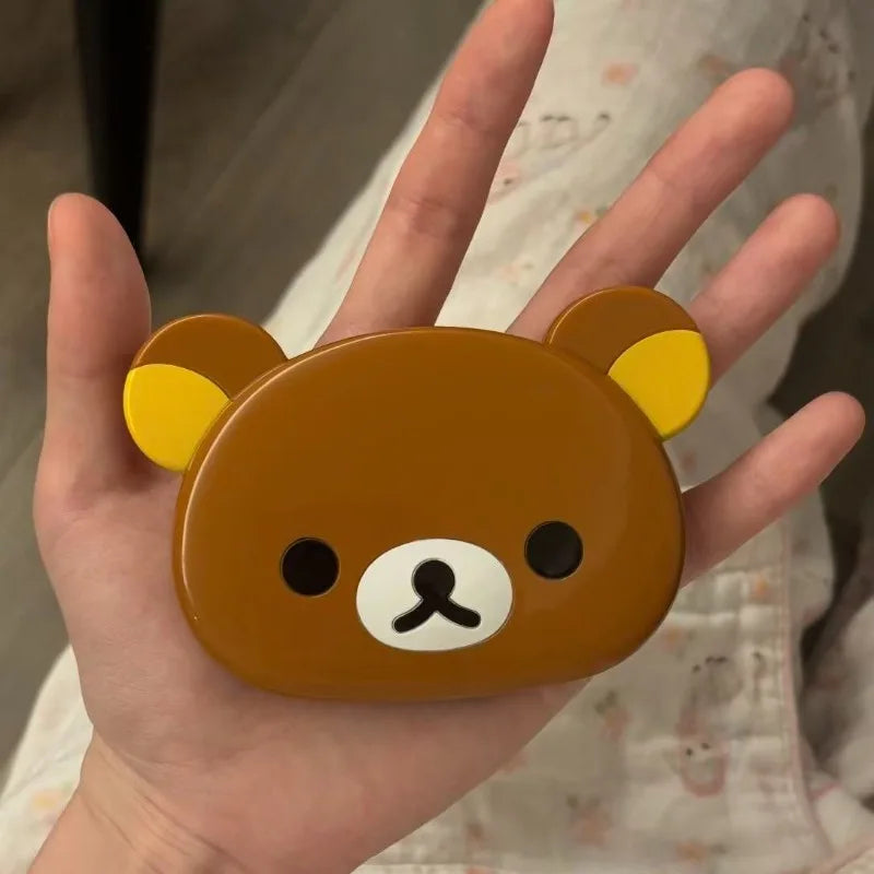 Portable Foldable Cartoon Bear Small Mirror with Travel Comb