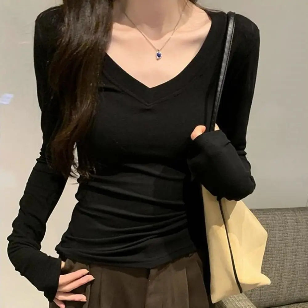 Soft Slim Fit V-Neck Long Sleeve T-Shirt