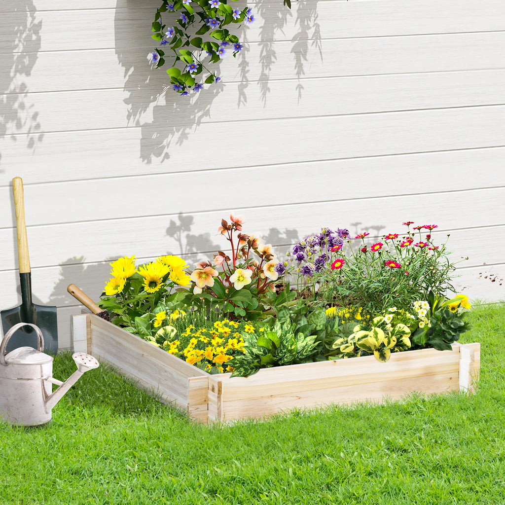 Outsunny Garden wooden Arriate urban garden floor 100x100x16cm Natural