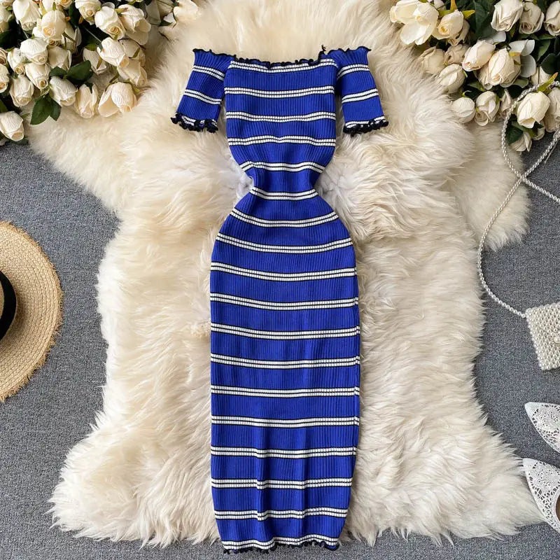Off Shoulder Striped Sundress