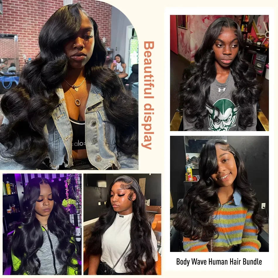 Body Wave 3/4 Bundles With Closure Frontal 5x5 6x6 HD Transparent Brazilian Human Hair Weave Extension Plucked Hairline Soft For Woman Body Wave Bundle With Closure Frontal HD Transparent Virgin Raw Human Hair 3/4 Bundle Hair