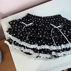 Falda de Volantes Escalona y Encaje con Lunares
