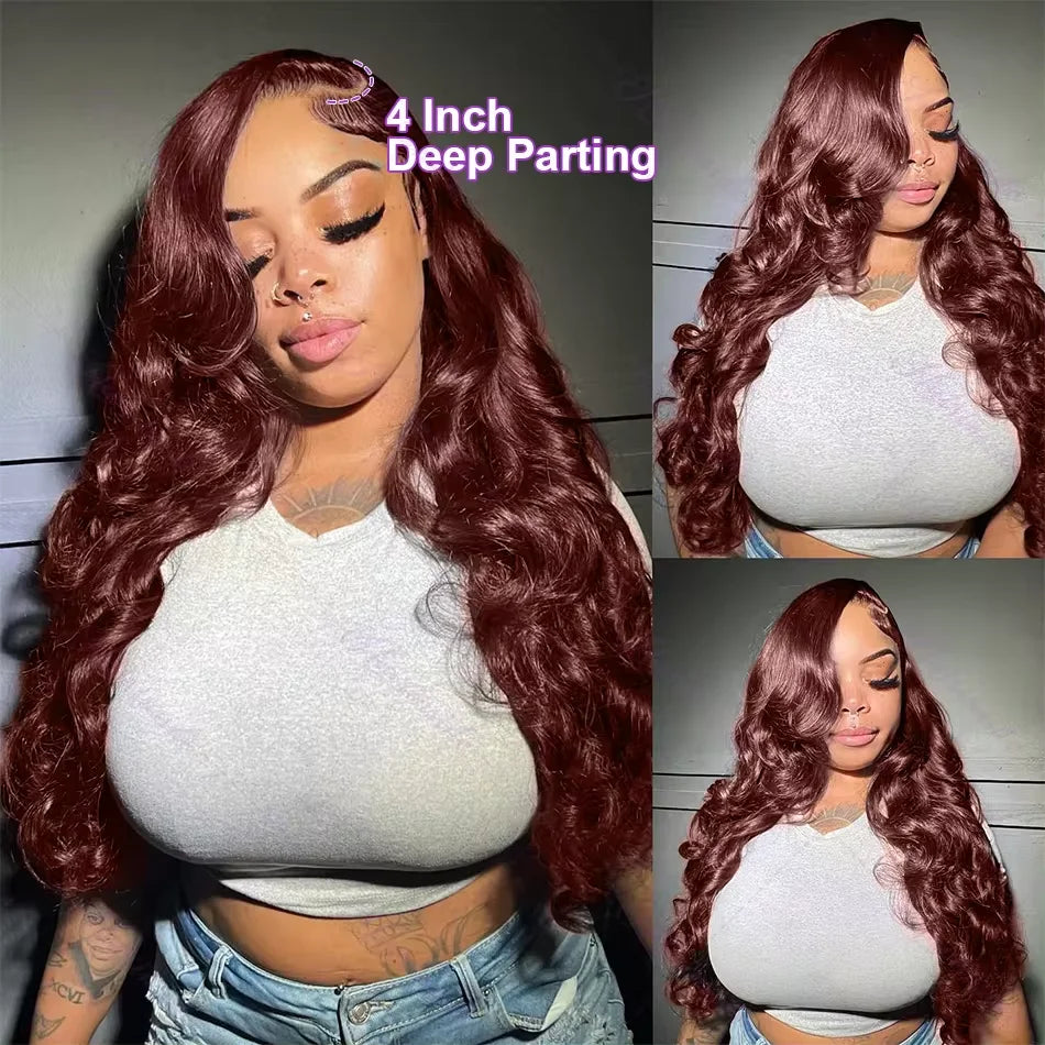 Brazilian Reddish Brown 13x4 13x6 HD Lace Front Wigs Human Hair N33# Body Wave Colored Lace Frontal Wig Woman Pre Plucked Sale