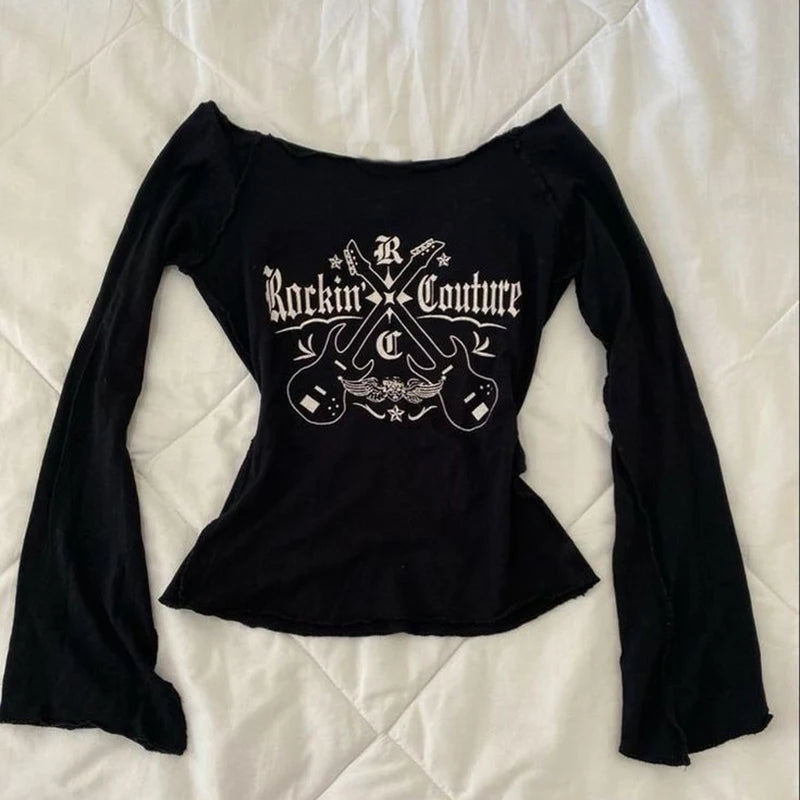 Rockin' Couture Graphic Print Long Sleeve Top